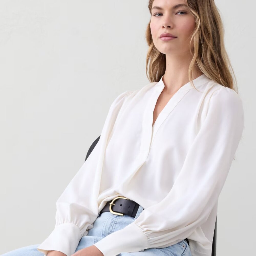 Banana Republic Crepe Volume Sleeve Blouse